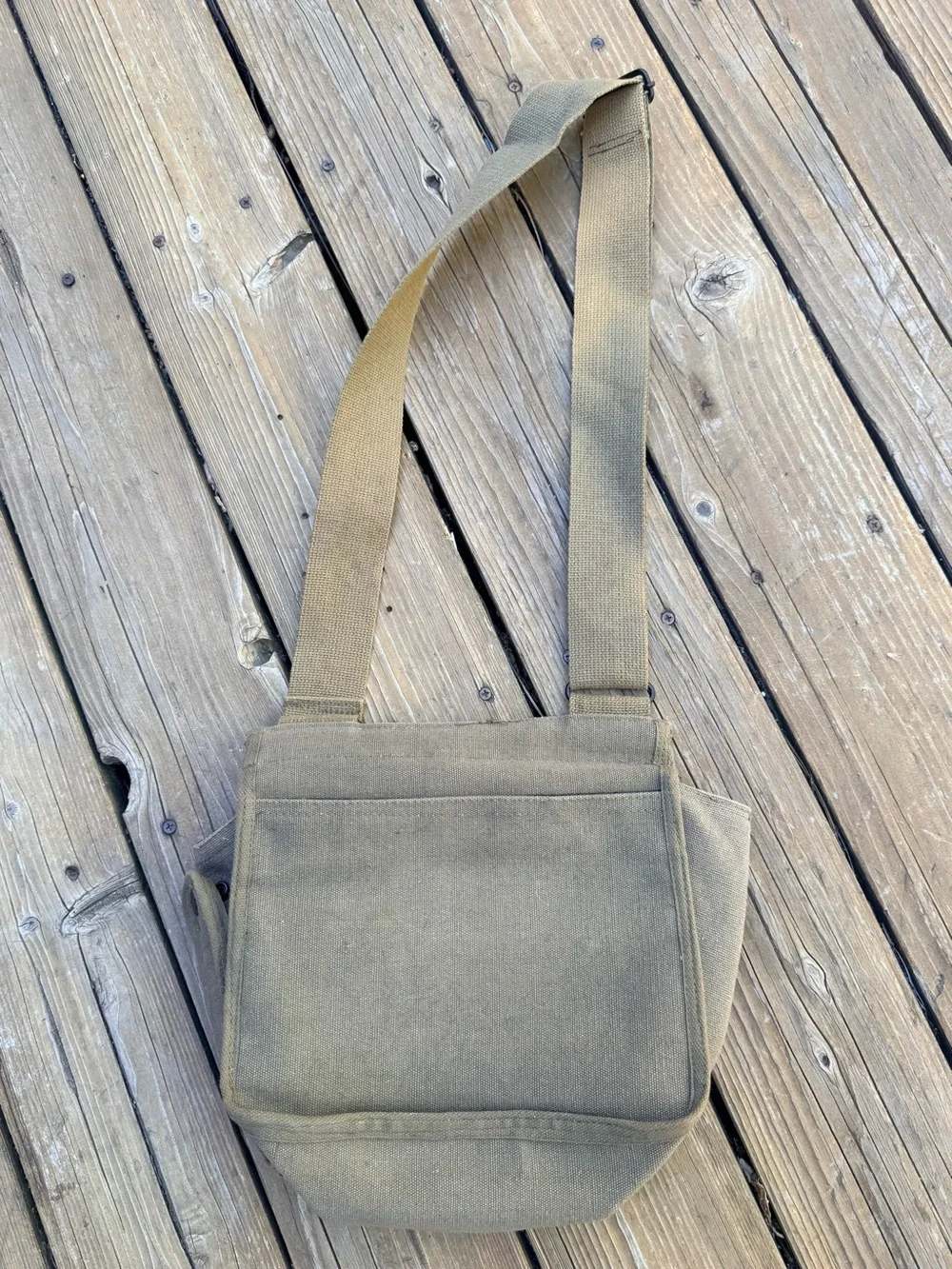 Olive Green Tactical Canvas Crossbody Bag - Men